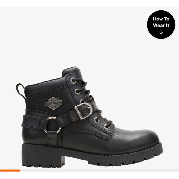 Harley-Davidson Shoes - Harley-Davidson Kelley Harness Riding Black Leather Boots